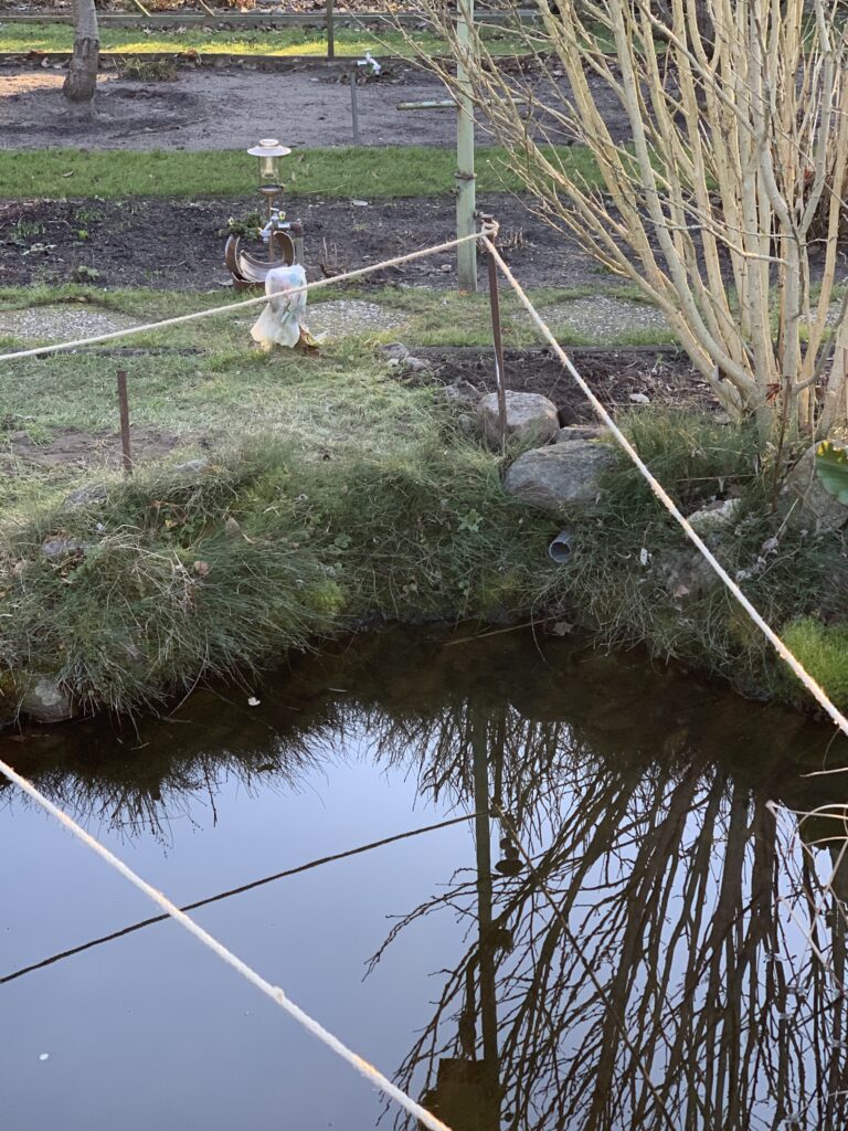 Regenwasserabflussrohr am Gartenteich